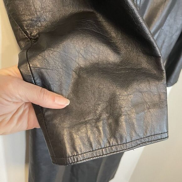 Vintage Global Identity G-III Sz Medium Women’s Black Leather Long Trench Coat - Picture 7 of 13